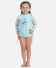 kids baby girls uv swimwear t-shirt rash vest rash guard beachwear upf 50+ flamingo 